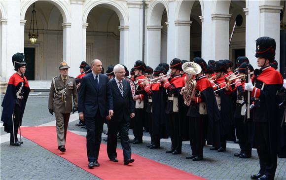 Predsjednik Josipović sa talijanskim premijerom Lettom                                                                                                                                                                                          