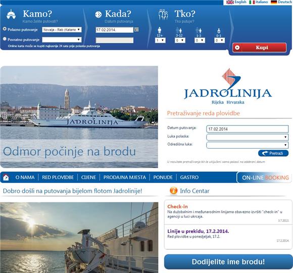 Jadrolinija pokrenula pilot projekt online prodaje karata