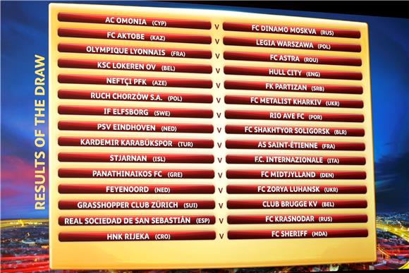 SWITZERLAND SOCCER UEFA EUROPA LEAGUE PLAYOFFS DRAW