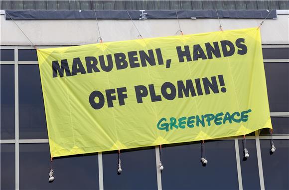 Greenpeace activists protest against Plomin C thermal power plant