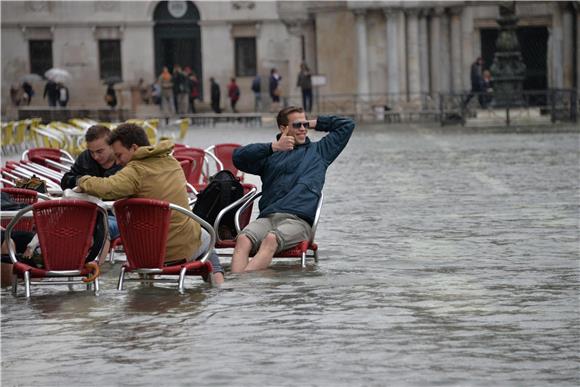 ITALY VENICE FLOODS IN ST MARKS SQUARE