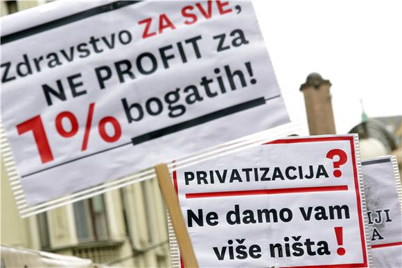 Prosvjed Radničke fronte protiv privatizacije Imunološkog zavoda