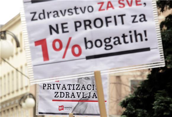 Prosvjed Radničke fronte protiv privatizacije Imunološkog zavoda