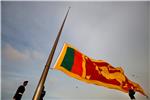 SRI LANKA GIANT NATIONAL FLAG AT SUNSET