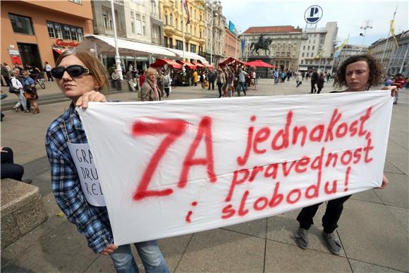 Prosvjed pokreta 'Occupy Croatia' na Trgu bana Jelačića 