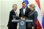 Konferencija za medije nakon trilateralnog sastanka Kitarović-Pahor-Fischer