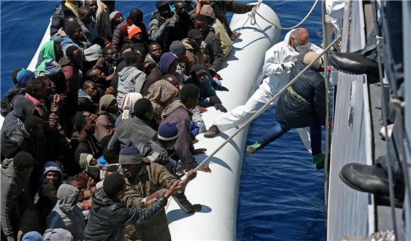 AT SEA MEDITERRANEAN MIGRANTS RESCUED