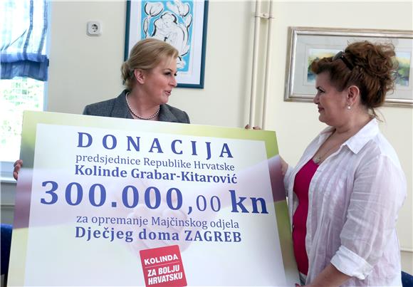 Grabar-Kitarović uručila donaciju za Dječji dom Zagreb