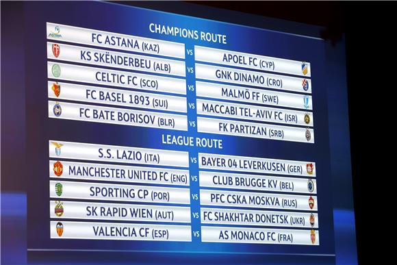 SWITZERLAND SOCCER UEFA CHAMPIONS LEAGUE PLAYOFF ROUND DRAW