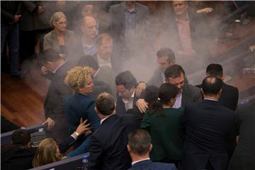 KOSOVO PARLIAMENT TEAR GAS