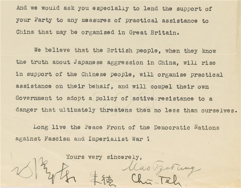 BRITAIN MAO ZEDONG LETTER