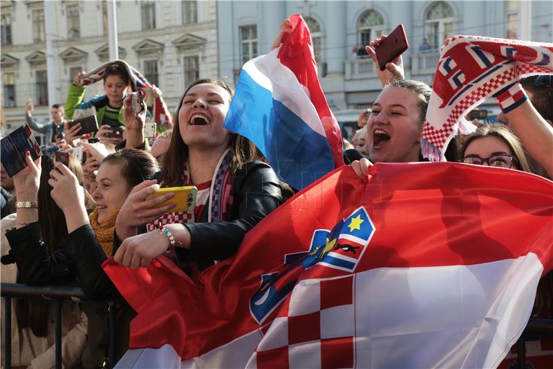 Doček hrvatskih rukometaša na zagrebačkom Trgu bana Jelačića