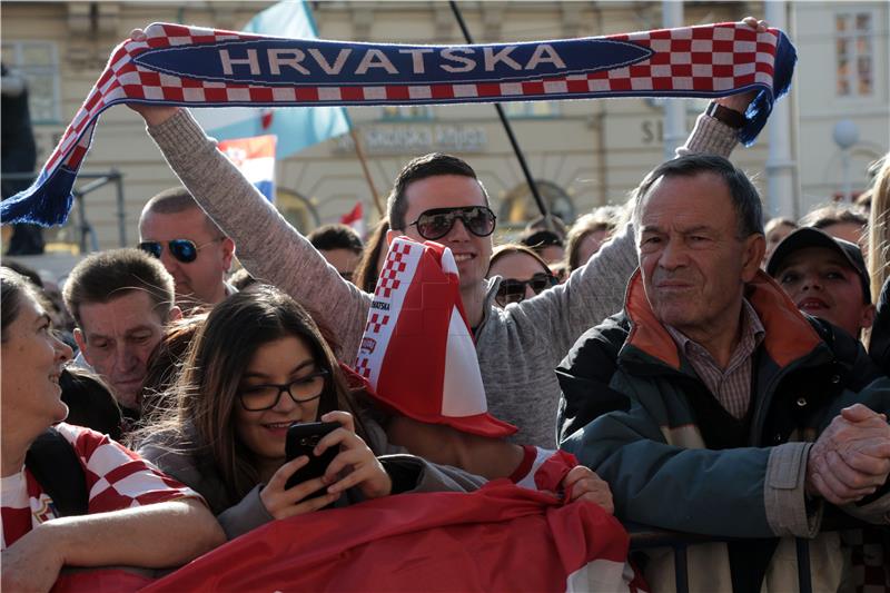 Doček hrvatskih rukometaša na zagrebačkom Trgu bana Jelačića