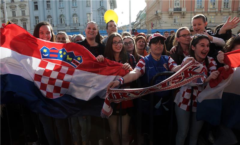 Doček hrvatskih rukometaša na zagrebačkom Trgu bana Jelačića