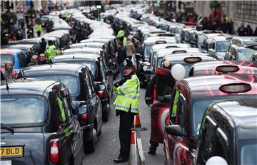 BRITAIN BLACK CABS UBER TAXI PROTEST