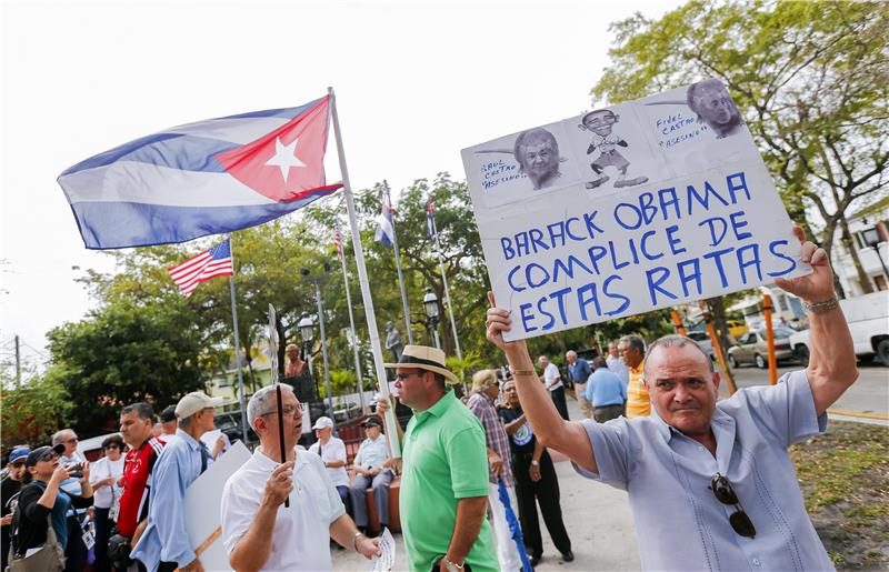 USA CUBA OBAMA VISIT PROTEST