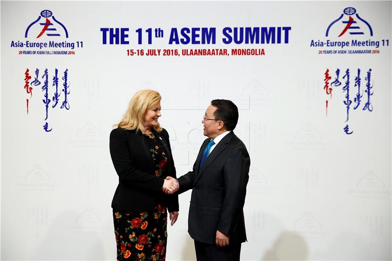 Croatian president says Asia and Europe need trust and stability