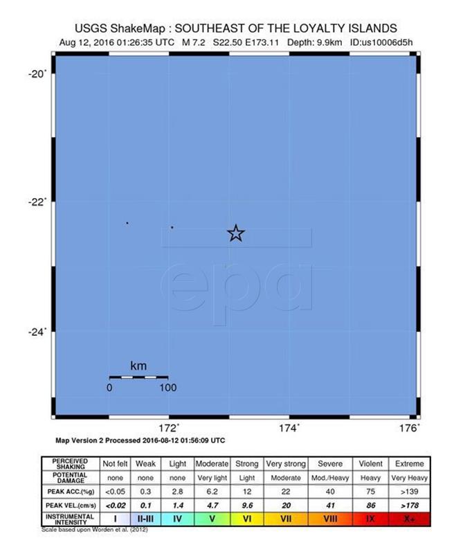 AT SEA SOUTH PACIFIC EARTHQUAKE