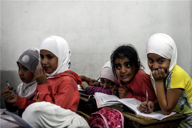 SYRIA CONFLICT AL-QABOON SCHOOL UNDERGROUND