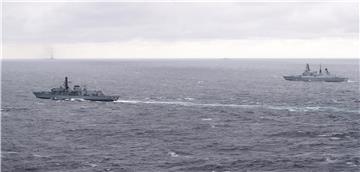 AT SEA BRITAIN  RUSSIAN NAVY CARRIER TASK FORCE