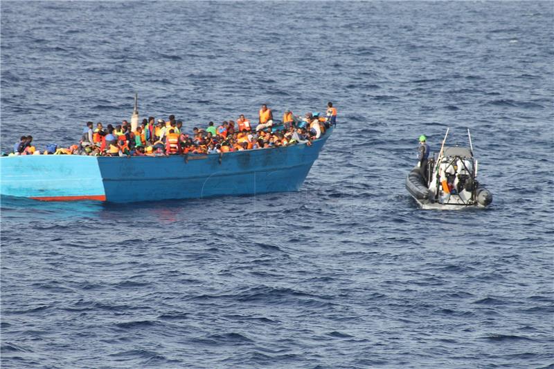 AT SEA IRISH NAVY RESCUES MIGRANTS IN MEDITERRANEAN