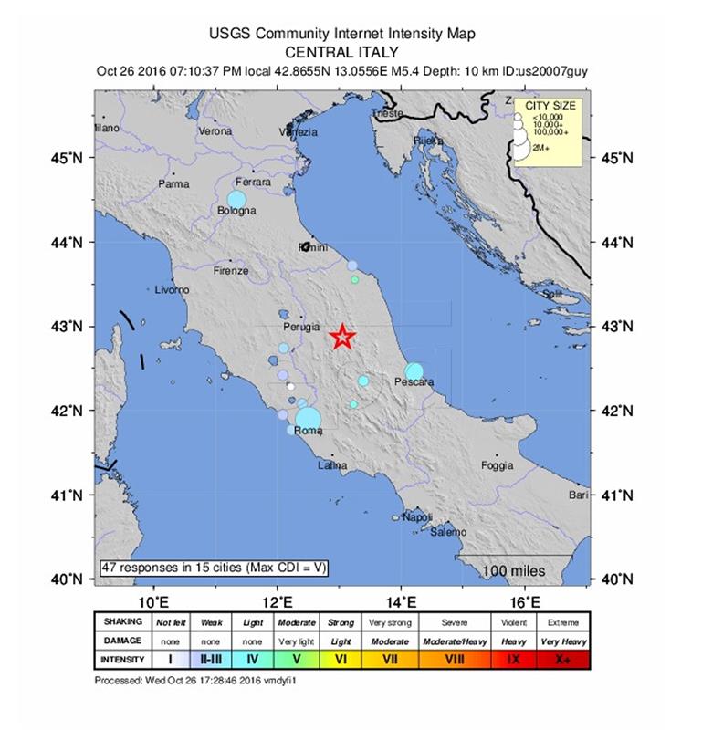 Potres jačine magnitude 5,4 pogodio središnju Italiju, osjetio se u Rimu