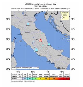 Potres jačine magnitude 5,4 pogodio središnju Italiju, osjetio se u Rimu