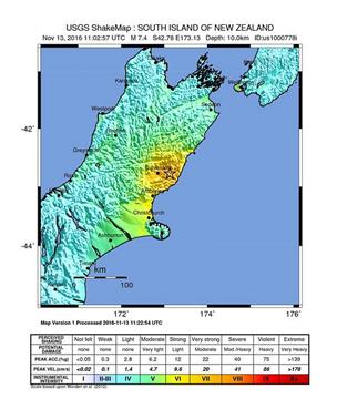 Potres jakosti 7.4 na Novom Zelandu, blizu Christchurcha - USG