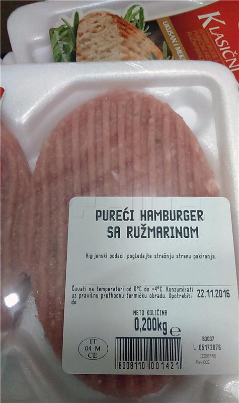 Potvrđen nalaz salmonele u purećem hamburgeru s ružmarinom