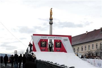 Alpine Ski World Cup winners stage skiing exhibition in downtown Zagreb