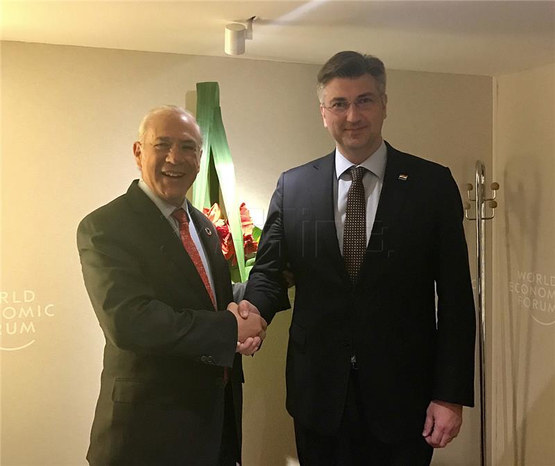  Davos: Plenković  s glavnim tajnikom Organizacije za ekonomsku suradnju i razvoj 