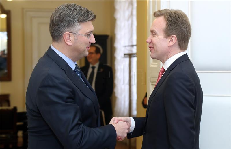 Plenkovic receives Norway's foreign minister