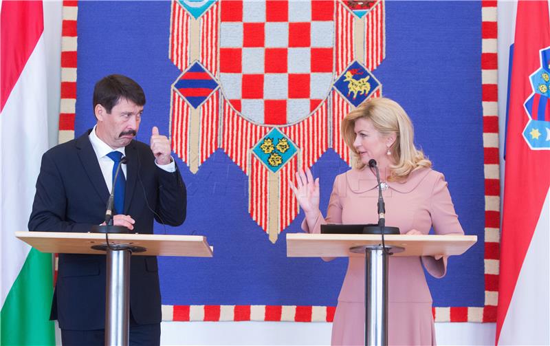 Croatian president meets her Hungarian counterpart Janos Ader