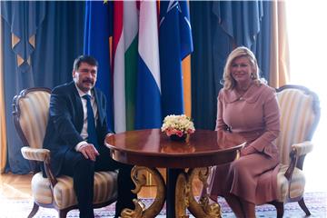 Croatian president meets her Hungarian counterpart Janos Ader