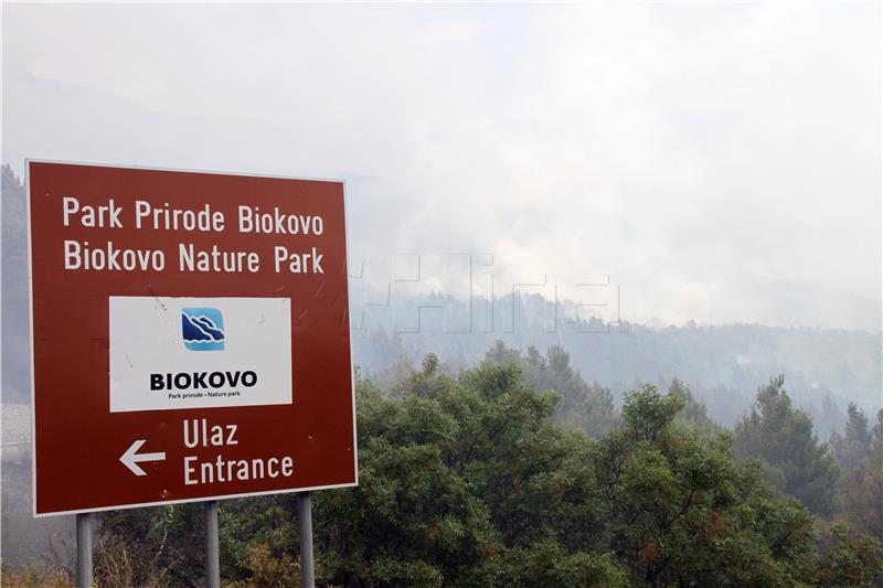 Veliki požar kod Podgore širi se prema Parku prirode Biokovo; obranjene kuće Podgorana