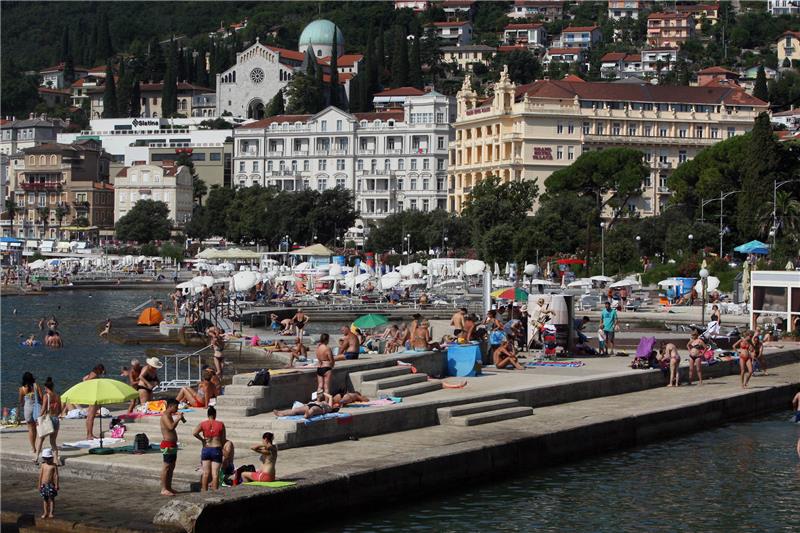 Tourists at the beach in Opatija