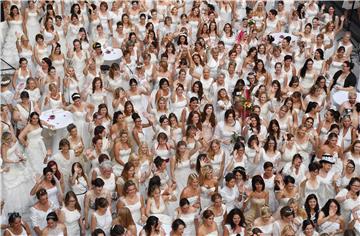 World record attempt: Women in wedding dresses