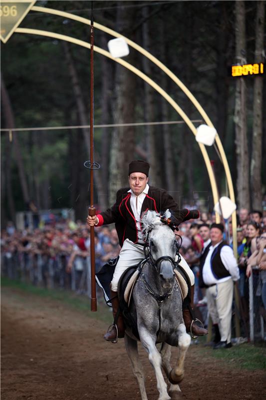 Jousting tournament "Trka Na Prstenac" taking place in Istrian town of Barban