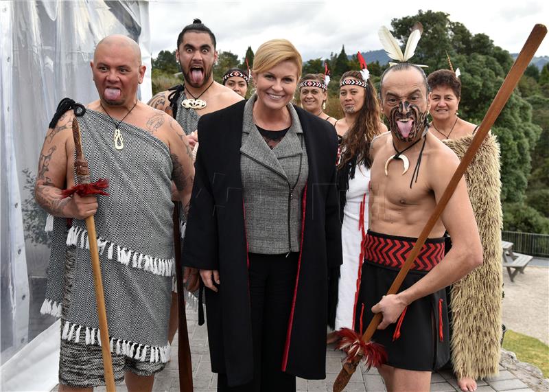 Croatian president visits olive grove, Hobbiton, geothermal power station in New Zealand