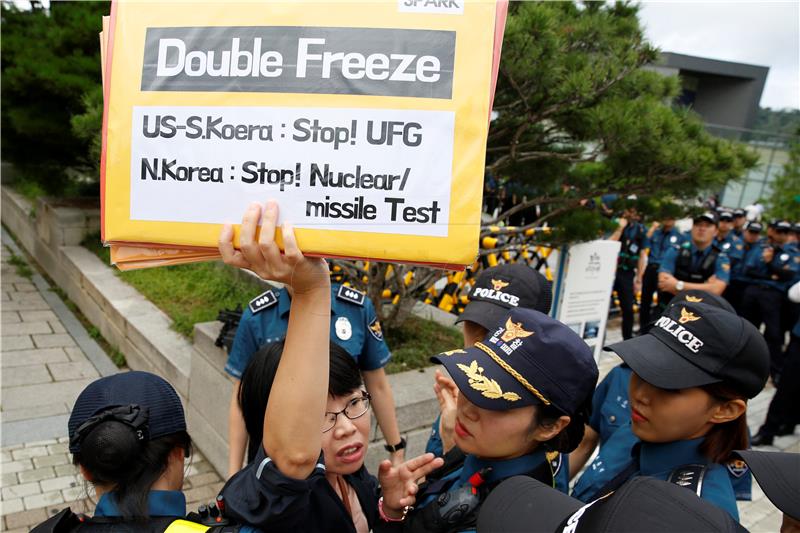 SOUTH KOREA USA MILITARY DRILL PROTEST