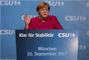 Merkel attends an election campaign of the CDU in Munich