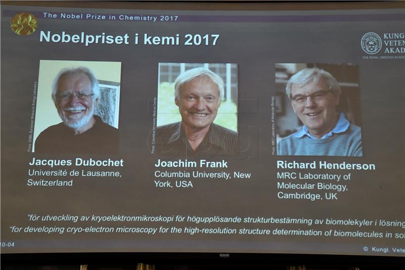 Nobelovu nagradu za kemiju dobili Dubochet, Frank i Henderson za razvoj krioelektronske mikroskopije