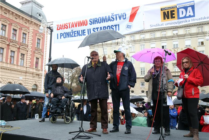 Prosvjed umirovljenika u Zagrebu