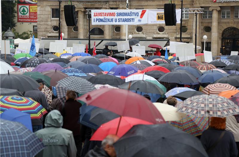 Prosvjed umirovljenika u Zagrebu