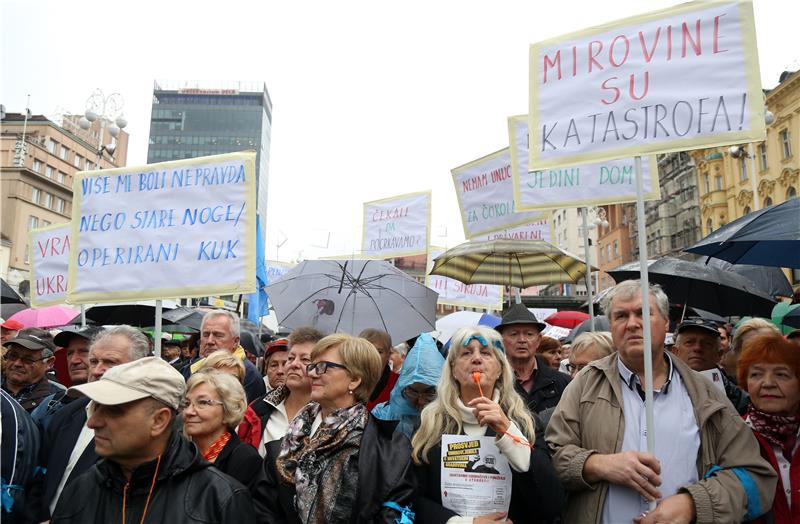 Croatian pensioners protest in Zagreb