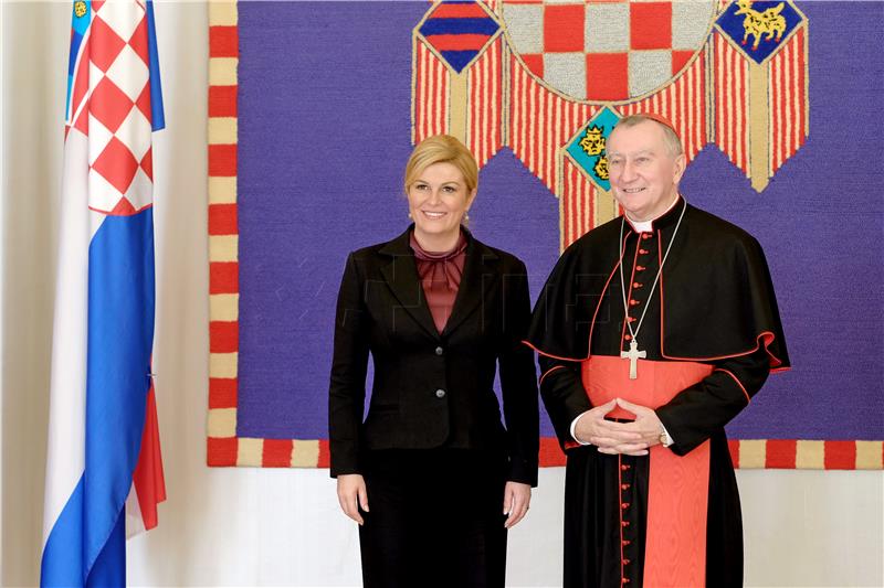 Predsjednica Kolinda Grabar Kitarović i državni tajnik Svete Stolice Pietro Parolin