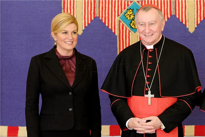 Predsjednica Kolinda Grabar Kitarović i državni tajnik Svete Stolice Pietro Parolin