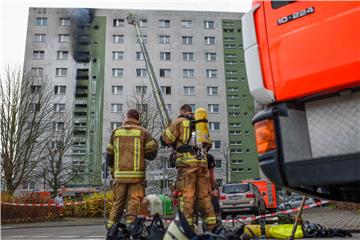 Fire in high rise building in Berlin