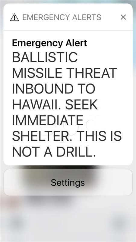 USA HAWAII FALSE ALERT