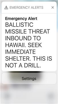 USA HAWAII FALSE ALERT